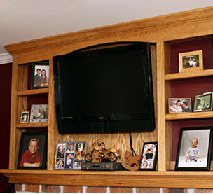 Golden Oak Above Mantel Entertainment Center