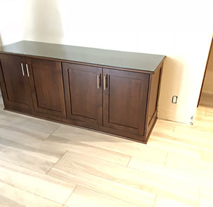 Traditional Paint Grade Entertainment Center with an Antique White Lacquer Finish