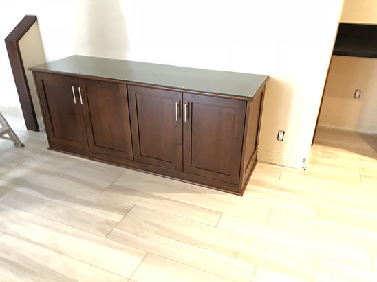 Traditional Paint Grade Entertainment Center with an Antique White Lacquer Finish