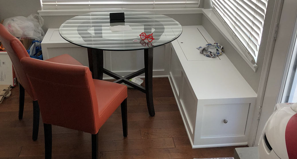 Traditional Paint Grade Entertainment Center with an Antique White Lacquer Finish