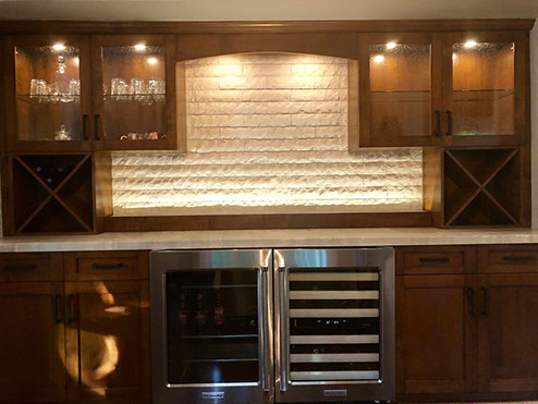 Frameless Alder Kitchen with Shaker Style doors with a Merlot Lacquer Finish