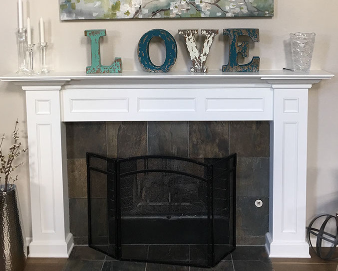 Natural Oak Fireplace Mantel with a Natural Clear Coat Finish.