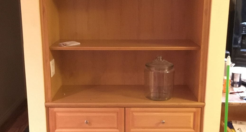 Traditional Paint Grade Entertainment Center with an Antique White Lacquer Finish