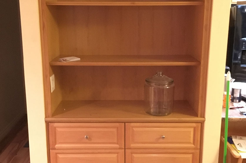 Traditional Paint Grade Entertainment Center with an Antique White Lacquer Finish