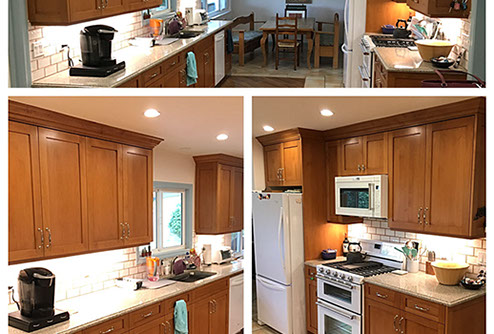 Frameless Alder Kitchen with Shaker Style doors with a Merlot Lacquer Finish