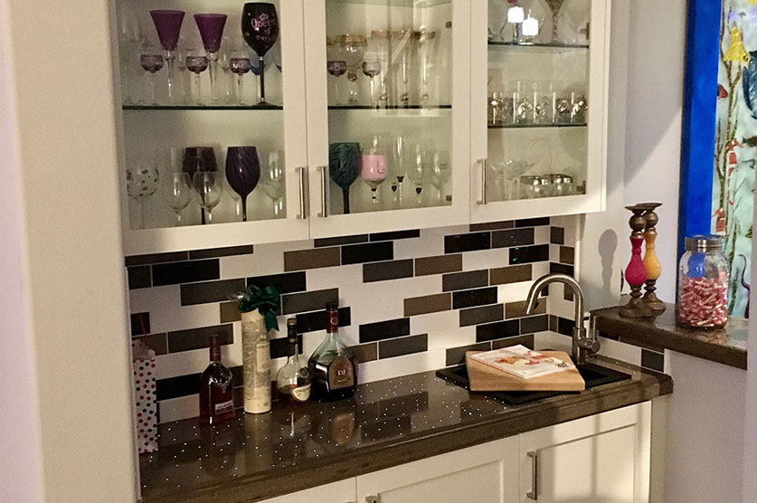 Traditional Paint Grade Entertainment Center with an Antique White Lacquer Finish