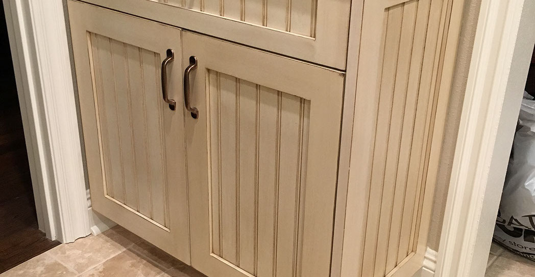 Maple Shaker Style Double Bathroom Vanity with a Rich Mahogony Lacquer Finish.