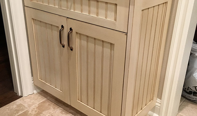 Maple Shaker Style Double Bathroom Vanity with a Rich Mahogony Lacquer Finish.