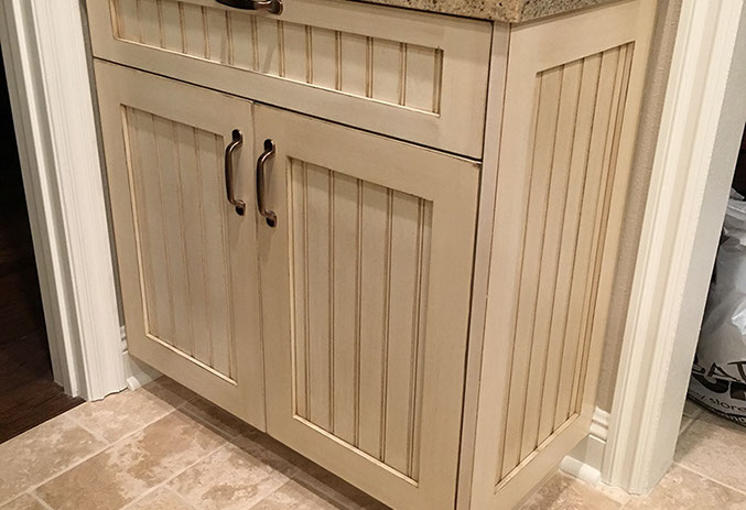 Maple Shaker Style Double Bathroom Vanity with a Rich Mahogony Lacquer Finish.