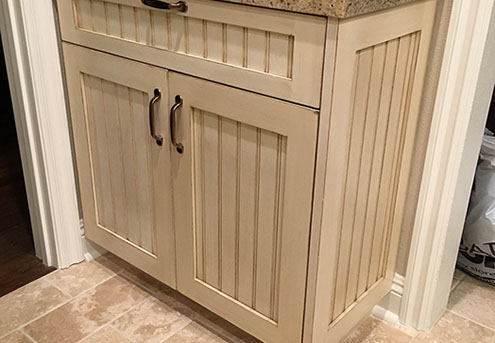 Maple Shaker Style Double Bathroom Vanity with a Rich Mahogony Lacquer Finish.