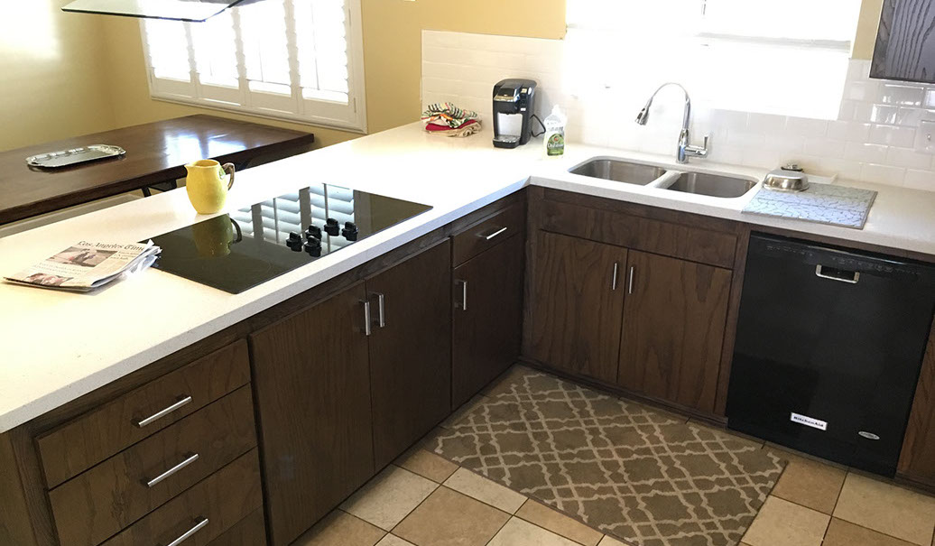 Frameless Alder Kitchen with Shaker Style doors with a Merlot Lacquer Finish