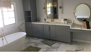 Paint Grade Colonial Bathroom Vanity with an Antique White Lacquer Finish
