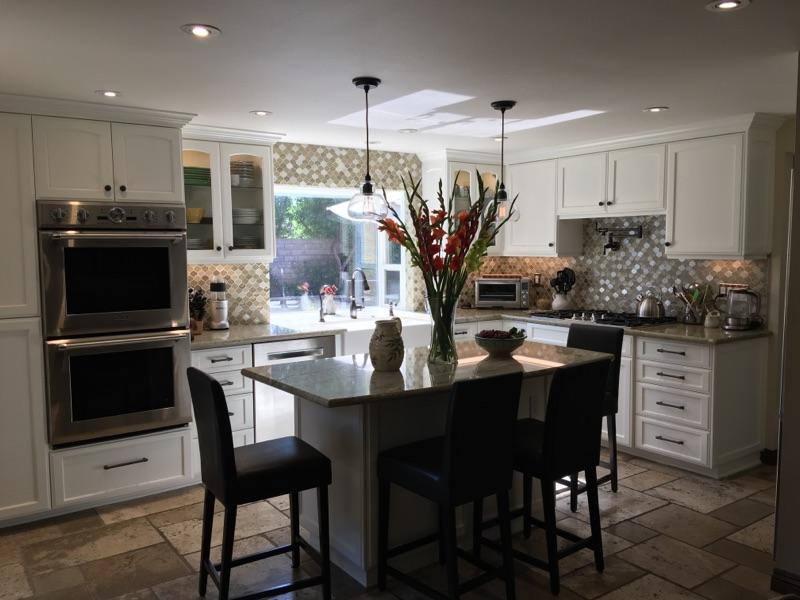 Frameless Alder Kitchen with Shaker Style doors with a Merlot Lacquer Finish